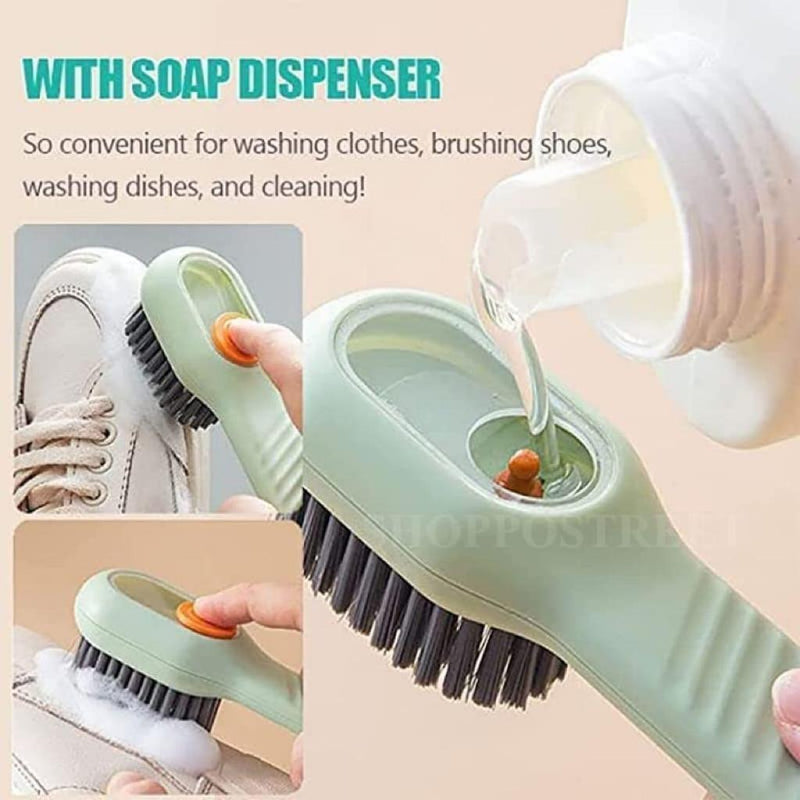 Soap Dispensing Cleaning Brush with Handle Scrubbing Reusable Washing Shoe Brush for Shoes Clothes Cleaning (Pack of 1) - Feature 4
