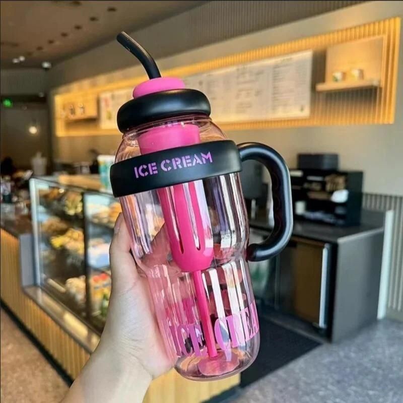 Water Bottle with Handle and Straw - Feature 1