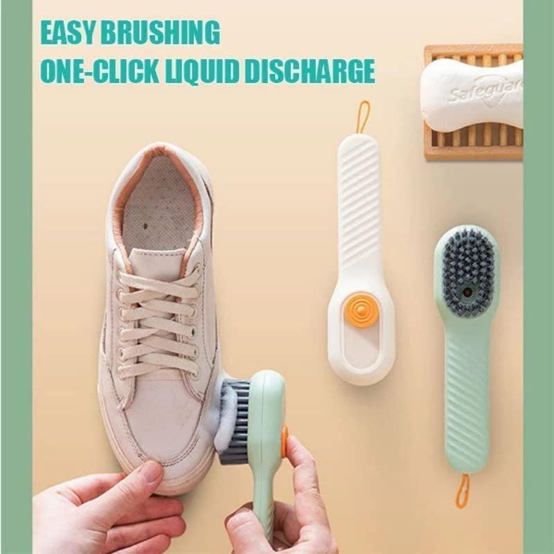 Soap Dispensing Cleaning Brush with Handle Scrubbing Reusable Washing Shoe Brush for Shoes Clothes Cleaning (Pack of 1) - Feature 1