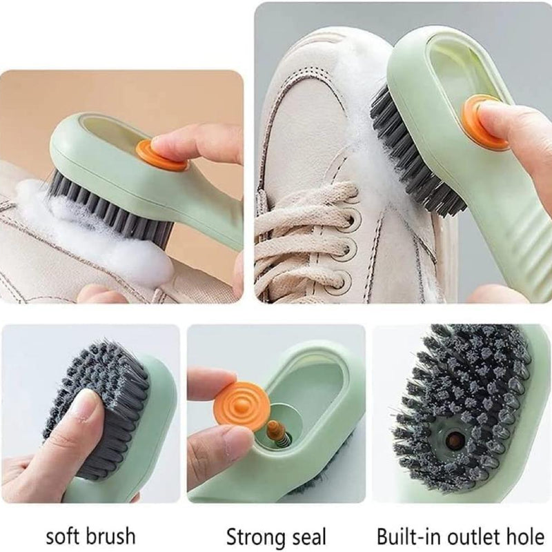 Soap Dispensing Cleaning Brush with Handle Scrubbing Reusable Washing Shoe Brush for Shoes Clothes Cleaning (Pack of 1) - Feature 3