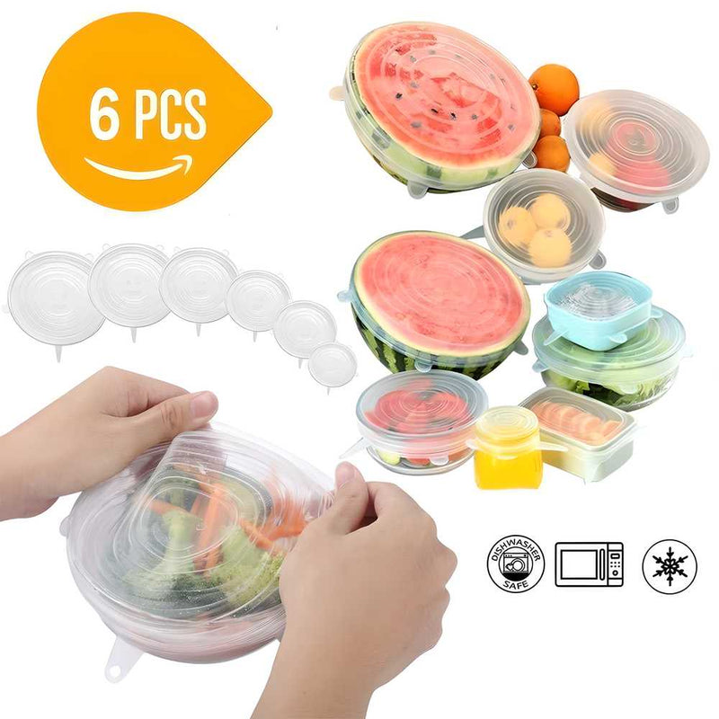 Silicon Lids - Reusable Silicone Stretch Lids For Food Cover ( Set of 6 ) - Feature 1